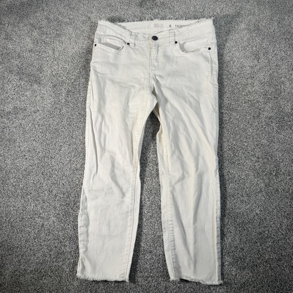Lauren Conrad Skinny Capri Jeans Womens 6 30x22 White Raw Hem Stretch Summer